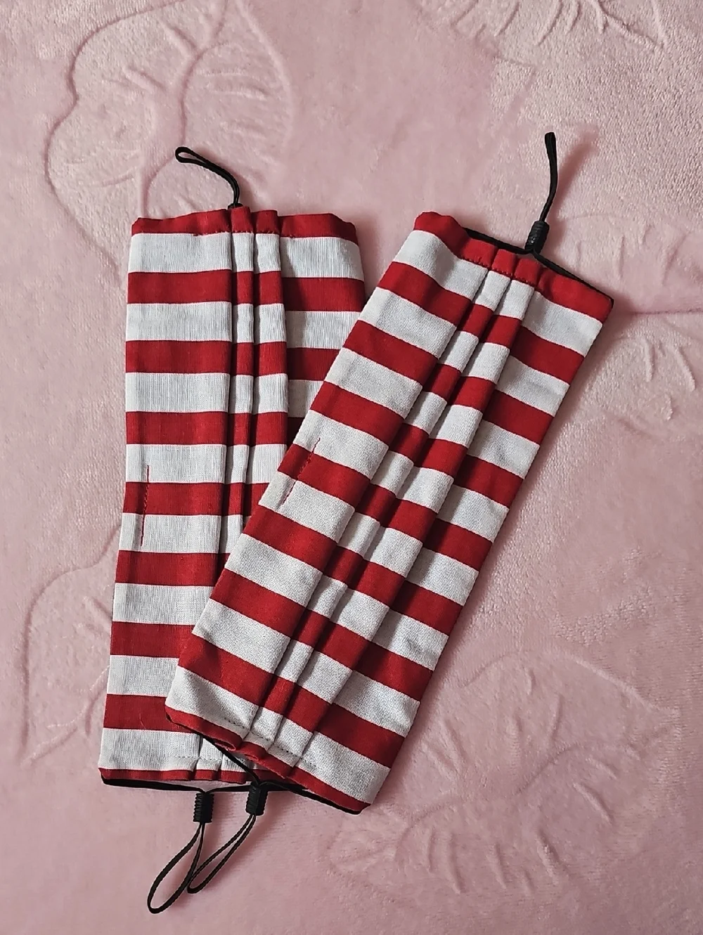 Red and White Striped Face Masks - Set of 2